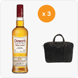 3 X Dewars White Label Blended Scotch Whisky 750 ml + Gift thumbnail 1