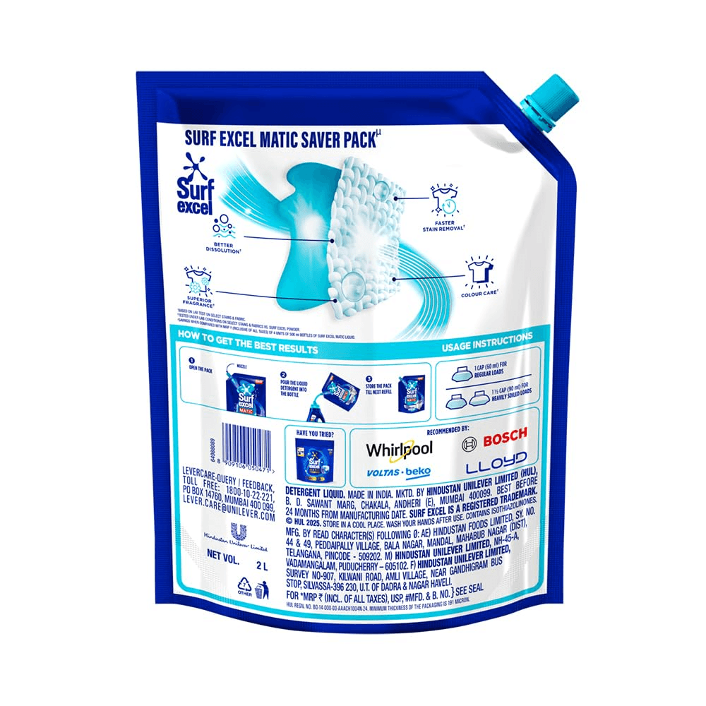 Surf Excel Matic Liquid Detergent Top Load Pouch 2