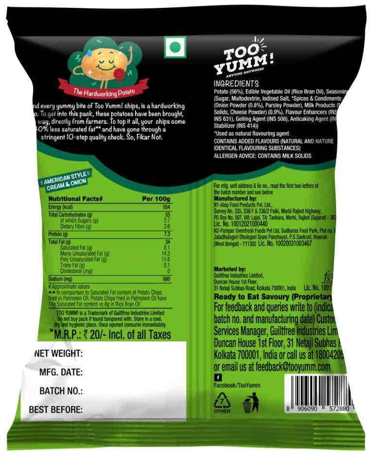 Too Yumm American Cream & Onion Potato Chips Pouch 2
