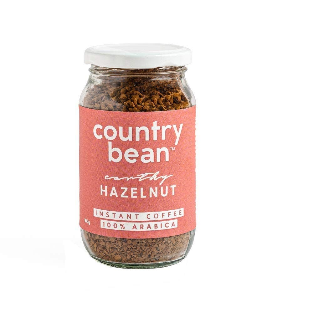 Country Bean Hazelnut Flavoured Instant Coffee Powder, 100 G, Jar