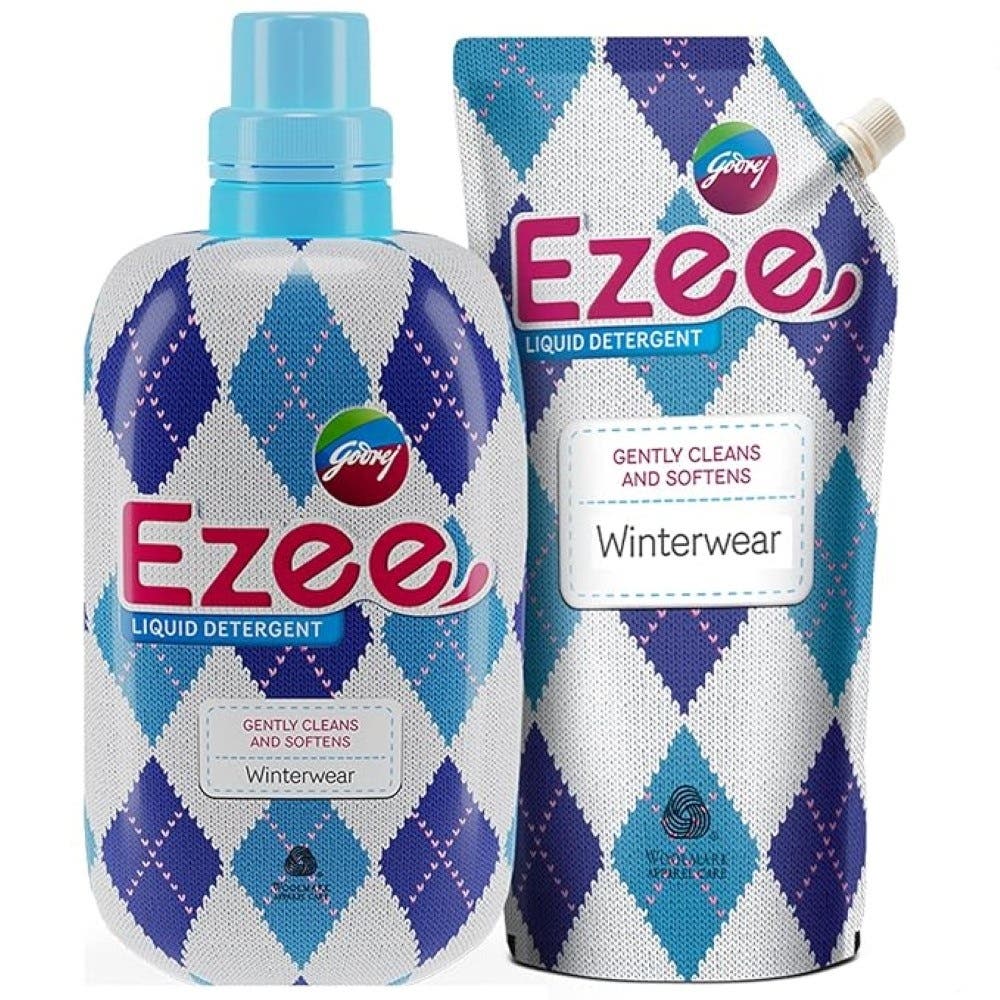 Godrej Ezee Liquid Detergent for Winter Wear - Woolmark Certified, 2 kg (1 Bottle + 1 Refill)